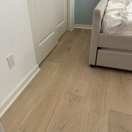 Bedroom hardwood floors installed. Bedroom hardwood floors installed.