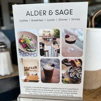 Alder & Sage - You'll find this on your table; the schedule of events on the opposite side - Breakfast & Brunch Near Me - Long Beach, California Alder & Sage - You'll find this on your table; the schedule of events on the opposite side - Breakfast & Brunch Near Me - Long Beach, California