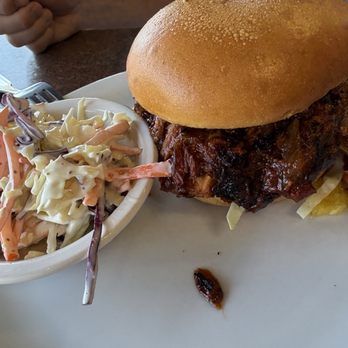 Half Moon Bay Coffee Company - bbq pulled pork sandwich, sweet bbq sauce with pineapple , rich flavor $20. Choice is sides- coleslaw is good. - Coffee & Tea Near Me - Half Moon Bay, California Half Moon Bay Coffee Company - bbq pulled pork sandwich, sweet bbq sauce with pineapple , rich flavor $20. Choice is sides- coleslaw is good. - Coffee & Tea Near Me - Half Moon Bay, California