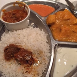 Sagarmatha - Lunch thali (I had already started to dig in). Rogan josh and butter chicken.