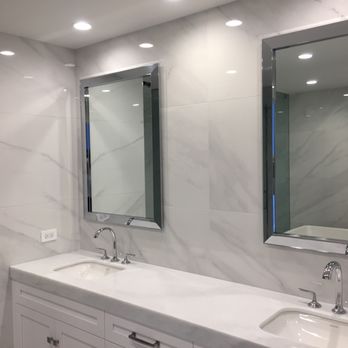 Studio41 Home Design Showroom - Master Bathroom includes pretty mirrors and Kallista faucets. - Kitchen & Bath Near Me - Highland Park, Illinois Studio41 Home Design Showroom - Master Bathroom includes pretty mirrors and Kallista faucets. - Kitchen & Bath Near Me - Highland Park, Illinois