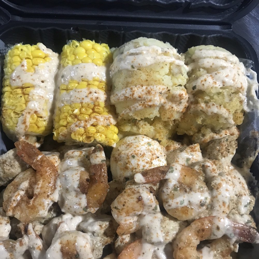 Goldies Seafood Carryout - Seafood lovers box... shrimp, chicken, corn, baked potato, and boiled egg - Delis Near Me - Baltimore, Maryland Goldies Seafood Carryout - Seafood lovers box... shrimp, chicken, corn, baked potato, and boiled egg - Delis Near Me - Baltimore, Maryland