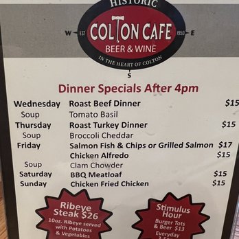 Historic Colton Cafe - Happy Hour Menu - Diners Near Me - Colton, Oregon Historic Colton Cafe - Happy Hour Menu - Diners Near Me - Colton, Oregon