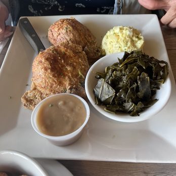Della J's Delectables - Fried pork chops with gravy, greens, and potato salad - Southern Near Me - Alexandria, Virginia
