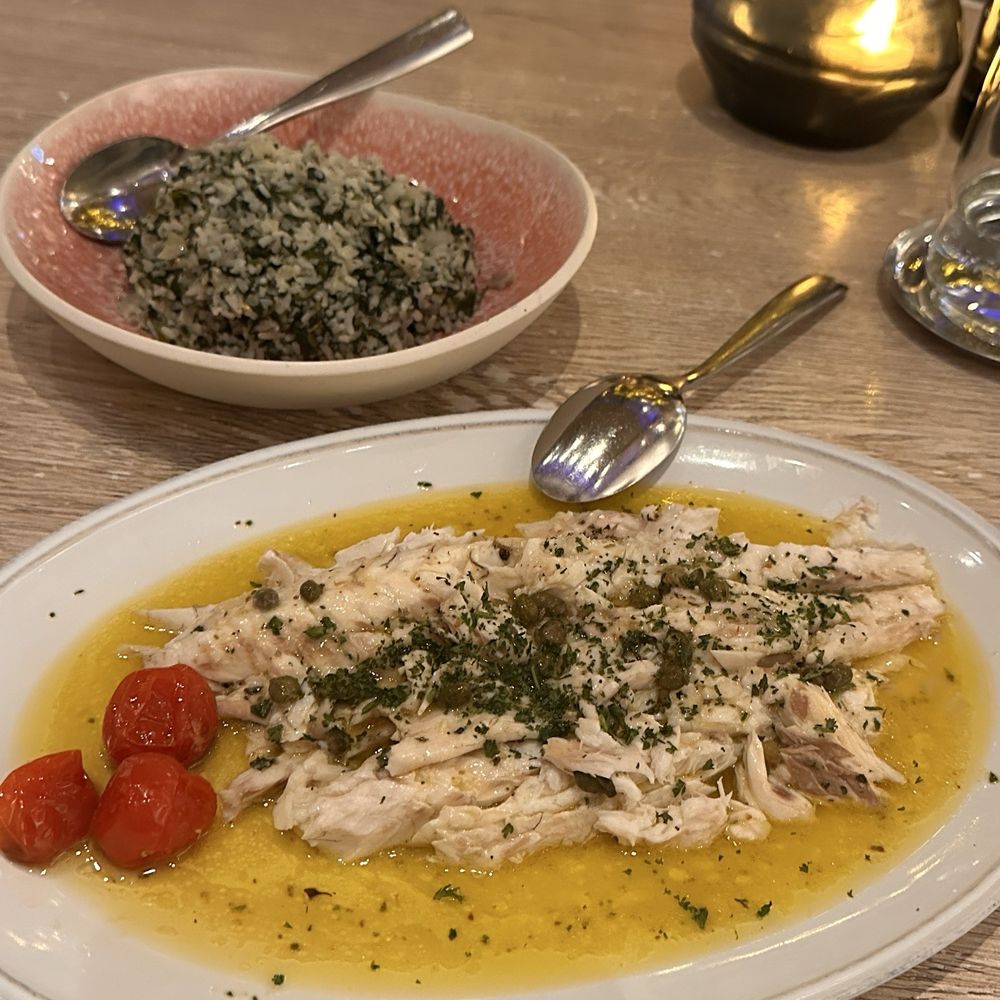 Naxos Taverna - Branzino and spinach rice, both excellent and so good together - Greek Near Me - Las Vegas, Nevada Naxos Taverna - Branzino and spinach rice, both excellent and so good together - Greek Near Me - Las Vegas, Nevada