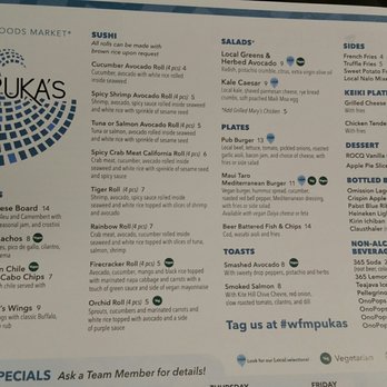 Puka's - Menu on 9/2016 - Bars Near Me - Honolulu, Hawaii