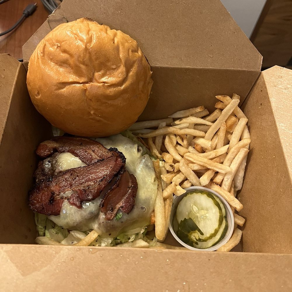Corinne Denver - Brush Creek Wagyu Burger in to go box - Breakfast & Brunch Near Me - Denver, Colorado