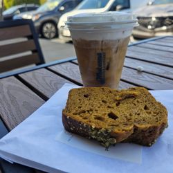 Makenna Koffee - 12oz white chocolate macadamia nut cold brew $5 gluten free pumpkin bread $4.20