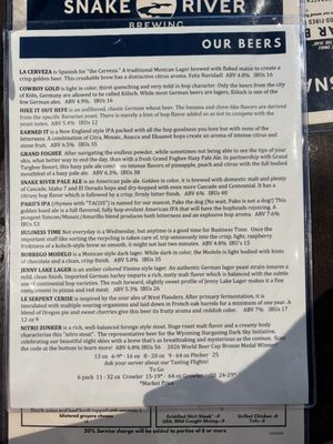Menu photo 4 Snake River Brewing Jackson, WY