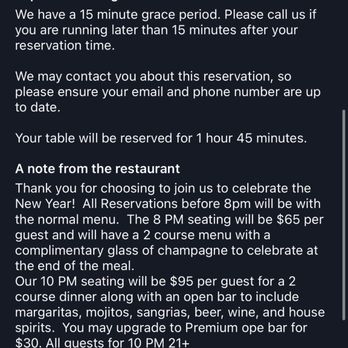 Blend Astoria - Their note on open table when I made reservations. Says 2 course dinner along with open bar - Latin American Near Me - Astoria, New York Blend Astoria - Their note on open table when I made reservations. Says 2 course dinner along with open bar - Latin American Near Me - Astoria, New York
