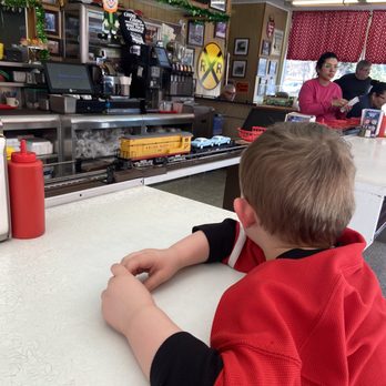 Choo Choo Restaurant - Train delivering our lunch - Burgers Near Me - Des Plaines, Illinois