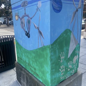 Catbots Come in Peace - Back 2 sides of utility box. - Public Art Near Me - Livermore, California Catbots Come in Peace - Back 2 sides of utility box. - Public Art Near Me - Livermore, California