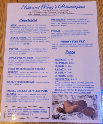 Menu photo 1 Bill and Roxy's Shenanigans Richfield, WI
