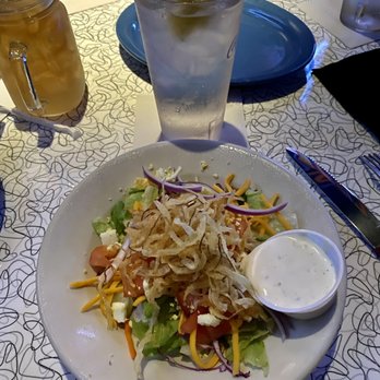 Bubba's 33 - Side salad and water - Pizza Near Me - The Colony, Texas