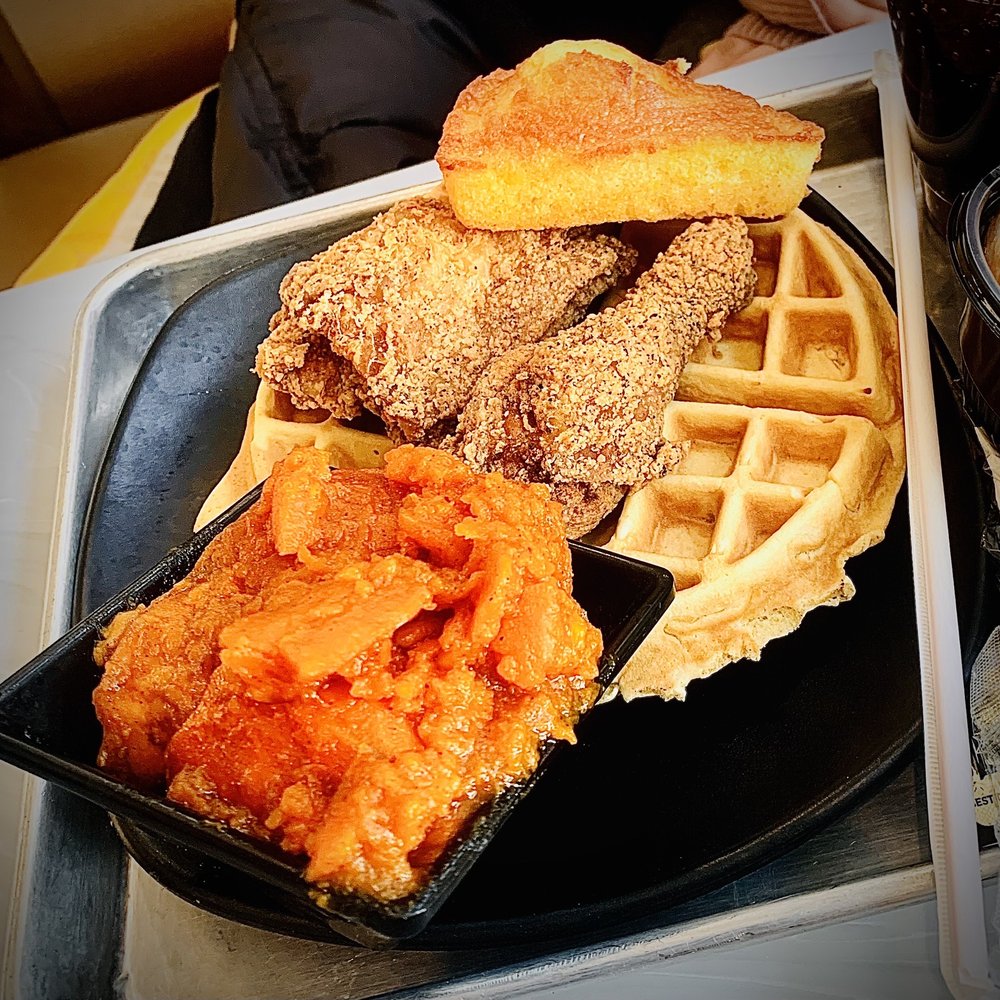Cornbread Brooklyn - Chicken 2 Pieces and Waffles Special Side Yams - Soul Food Near Me - Brooklyn, New York Cornbread Brooklyn - Chicken 2 Pieces and Waffles Special Side Yams - Soul Food Near Me - Brooklyn, New York