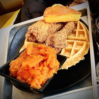 Cornbread Brooklyn - Chicken 2 Pieces and Waffles Special Side Yams - Soul Food Near Me - Brooklyn, New York