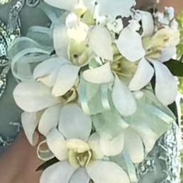Corsage with white Dendrobium orchids... April 2025 Corsage with white Dendrobium orchids... April 2025