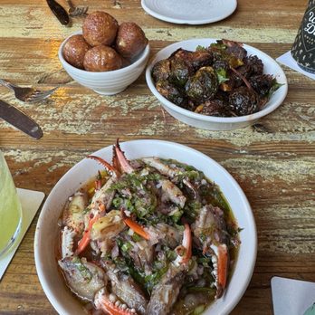 Peche Seafood and Grill - Marinated crab claws, Brussels sprouts and fried bread - Seafood Near Me - New Orleans, Louisiana Peche Seafood and Grill - Marinated crab claws, Brussels sprouts and fried bread - Seafood Near Me - New Orleans, Louisiana