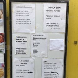Smackin' Good Wings - The printed menu for 5/10/18.