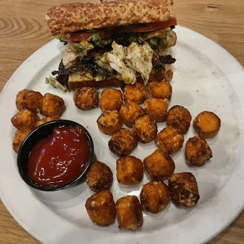 Boulders on Southern - Grilled Pesto Chicken VO with a side of Sweet Potato Tots - American Near Me - Mesa, Arizona