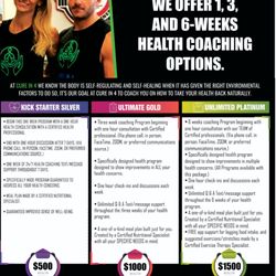 Cure In 4 - 3 levels of Health Programs. -Kick Starter silver -Ultimate Gold -Unlimited Platinum