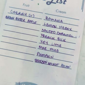 Honeypie Cafe - Pie List of the day! - New American Near Me - Milwaukee, Wisconsin
