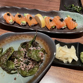 Irori Sushi - Shishito peppers and Salmon blue crab roll - Japanese Near Me - Marina Del Rey, California Irori Sushi - Shishito peppers and Salmon blue crab roll - Japanese Near Me - Marina Del Rey, California