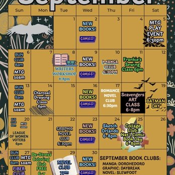 Blackbird Comics & Coffeehouse - September calendar of events. - Comic Books Near Me - Maitland, Florida