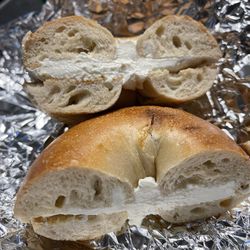 Zio's Italian Deli - Toasted bagel w/ cream cheese.
