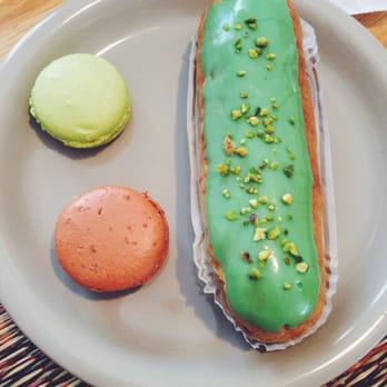 Masse's Pastries - Yuzu and sea salt macarons and a pistachio eclair. - Bakeries Near Me - Berkeley, California Masse's Pastries - Yuzu and sea salt macarons and a pistachio eclair. - Bakeries Near Me - Berkeley, California