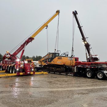 4AM Storage & Recovery - 2 Rotators lifting Heavy Excavator - Roadside Assistance Near Me - Fort Worth, Texas 4AM Storage & Recovery - 2 Rotators lifting Heavy Excavator - Roadside Assistance Near Me - Fort Worth, Texas