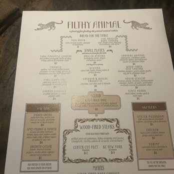Filthy Animal - Dinner menu - Cocktail Bars Near Me - Tempe, Arizona