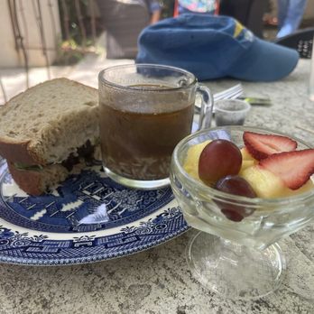 Jo's as always - Chicken salad sandwich and gumbo with fruit flute - Desserts Near Me - Pensacola, Florida Jo's as always - Chicken salad sandwich and gumbo with fruit flute - Desserts Near Me - Pensacola, Florida