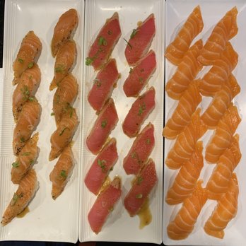 Show Sushi - 5 Pieces Pepper Salmon Sashimi 5 Pieces Cajun Tuna Sashimi 5 Pieces Salmon Sashimi - Sushi Bars Near Me - San Dimas, California Show Sushi - 5 Pieces Pepper Salmon Sashimi 5 Pieces Cajun Tuna Sashimi 5 Pieces Salmon Sashimi - Sushi Bars Near Me - San Dimas, California