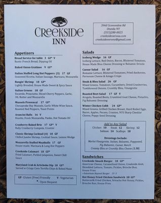 Menu photo 2 Creekside Inn Oneida, NY