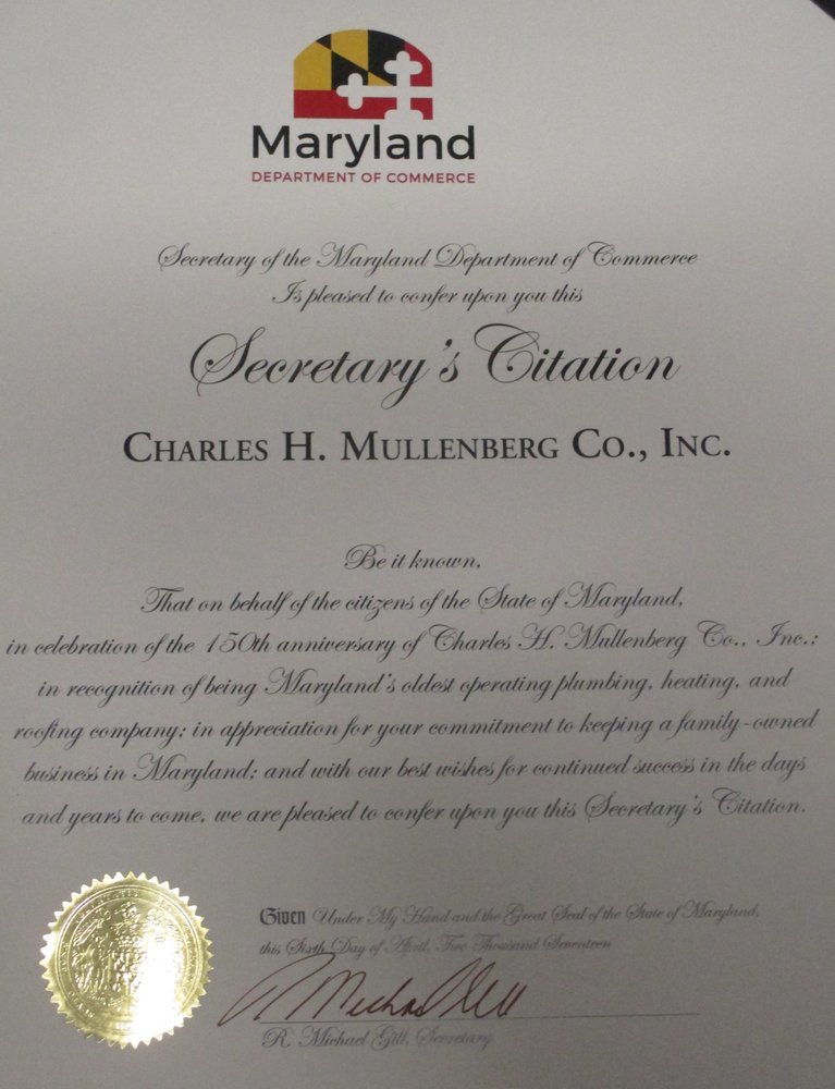 Slide of Mullenberg Charles H Plumbing Heating & Roofing