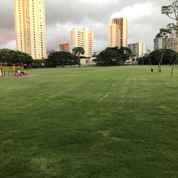 Large grassy areas and child's play area