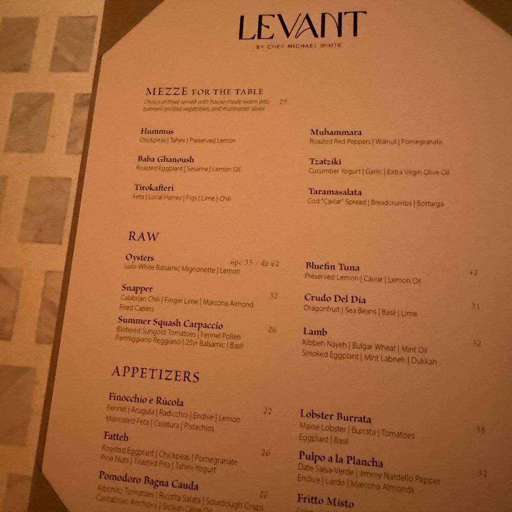 Levant - Menu - Mediterranean Near Me - San Juan, Puerto Rico