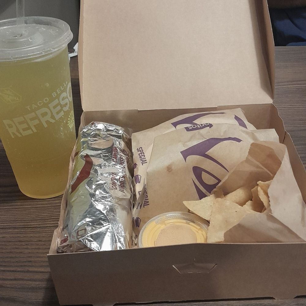 Taco Bell - Discovery Luxe box with Spicy Crispy chicken, Beef Crunchy Taco Nacho Cheese DLT & Chips N Cheese with Mountain Dew Baja Blast - Fast Food Near Me - Columbia, Maryland Taco Bell - Discovery Luxe box with Spicy Crispy chicken, Beef Crunchy Taco Nacho Cheese DLT & Chips N Cheese with Mountain Dew Baja Blast - Fast Food Near Me - Columbia, Maryland