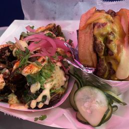 Brussel sprouts + double og burger Brussel sprouts + double og burger