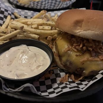 JL Beers - Bacon Jam Burger, Garlic Parm fries, and ranch - Burgers Near Me - Sioux Falls, South Dakota