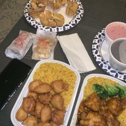 Sweet and Sour Pork Combo Plate General Tso's Chicken Combo Plate Crab Rangoon