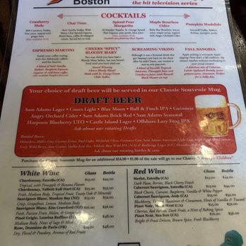 Cheers - Menu - American Near Me - Boston, Massachusetts