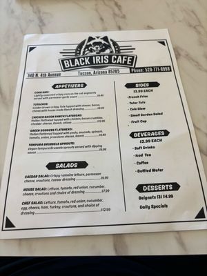 Menu photo 1 Black Iris Cafe Tucson, AZ Menu photo 1 Black Iris Cafe Tucson, AZ