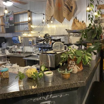 Nancy's On Main - a coffee shop counter with a variety of potted plants - Pizza Near Me - Perkins, Oklahoma