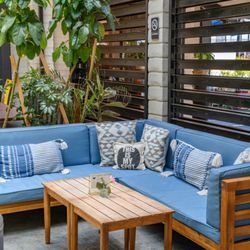 Blue Table Wine and Cheese Bar - Atrium seating with couch