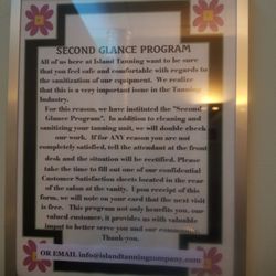 Island Tanning - Second Glance Program, which is such a nice touch!