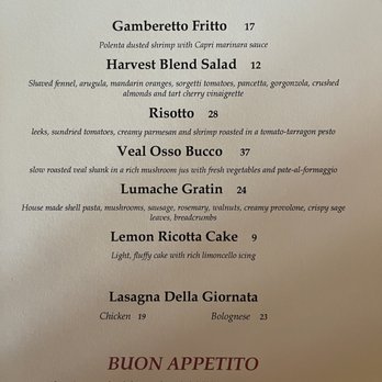 Capri - Menu - Italian Near Me - Indianapolis, Indiana