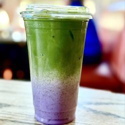 Steel & Rye - Large iced matcha ube latte