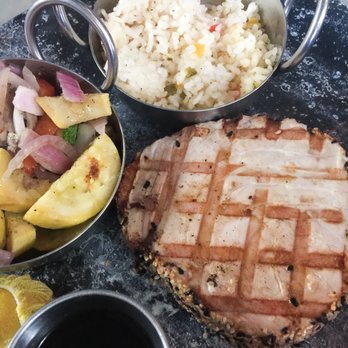 Hook & Barrel - Seared yellowfin tuna with roasted vegetables and rice - Seafood Near Me - Myrtle Beach, South Carolina